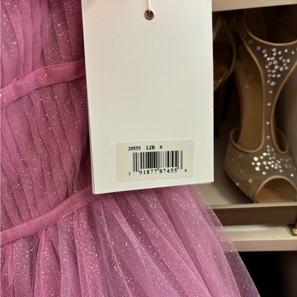 MAC DUGGAL Strapless Glitter Tulle Lilac Pink Ombré Gown NWT Size 8 - Picture 7 of 10